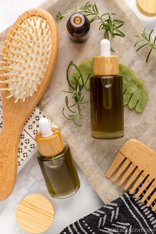 Bottles of essential oils with natural ingredients